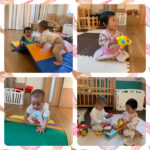 0、1歳児…室内運動、給食後の様子