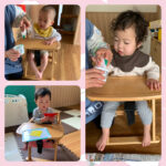 0、1歳児…室内運動、染め紙