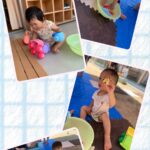 0、1歳児…水遊び、新聞紙