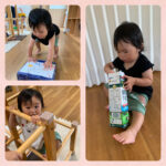 0歳児…牛乳パックリレー、ジャングルジム、新聞紙遊び