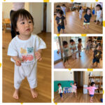 0.1歳児　リズム体操、帰りの会、パズル、はさみ、お絵描き、ジャンプ