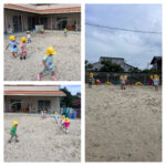 2歳児…かけっこ、リレー、タイヤ跳び　ケンケンパ　給食　製作活動