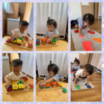 1歳児…手足型マット、パズル、紐通し、洗濯バサミ、山登り