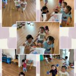 2歳児…ボール遊び、給食、新聞紙遊び、制作