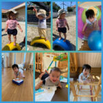 0歳児　かけっこ　ハイハイ競争　プールスティック　粘土