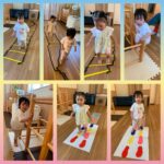 0、1歳児…かけっこ、足型、トランポリン、ジャングルジム、制作、モール吹き、ジャンプ