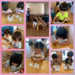 2歳児 午後活動 折り紙 数字 ハサミ 箸 英語