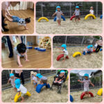 0、1歳児…室内運動、かけっこ、タイヤ、はさみ、ボタン留め、粘土