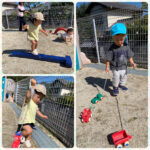 0、1歳児  戸外遊び  給食  紐通し  マグネット  洗濯バサミ