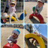 0.1歳児　タイヤ遊び　お散歩　トランポリン　ボール運び　お絵描き