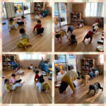 2歳児 紐遊び クリスマスのお面製作 名前の練習