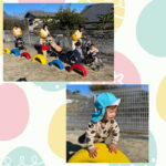 0、1歳児  園庭散歩  絵本の読み聞かせ  新聞紙遊び