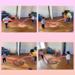 2歳児  プールスティックでキャッチ  午後活動