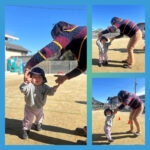 0.1歳児  園庭・テラス  粘土 バランス歩き 電車ごっこ