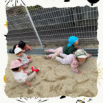 0.1歳児  戸外遊び　色分け　ハサミ　折り紙